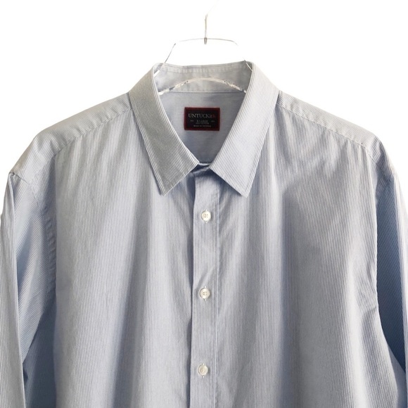 UNTUCKit Blue White Striped Button Front XL Shirt - Picture 6 of 7